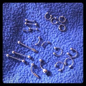 19 piece Stainless steel Piercing jewelry set